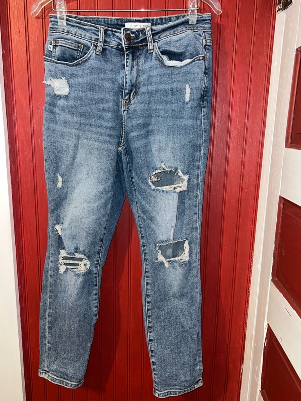 Judy Blue Distressed Medium Blue Slim Fit Jeans 7/28